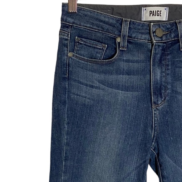 Paige Hoxton Ankle High Rise Cropped Medium Blue Wash Jeans Stretch 27 - Picture 6 of 16